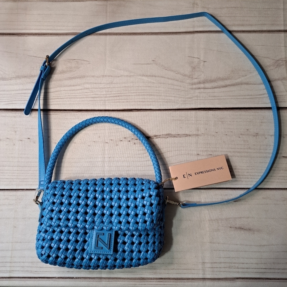 Expressions NYC Blue Woven Women's Bag Wear 2 Ways